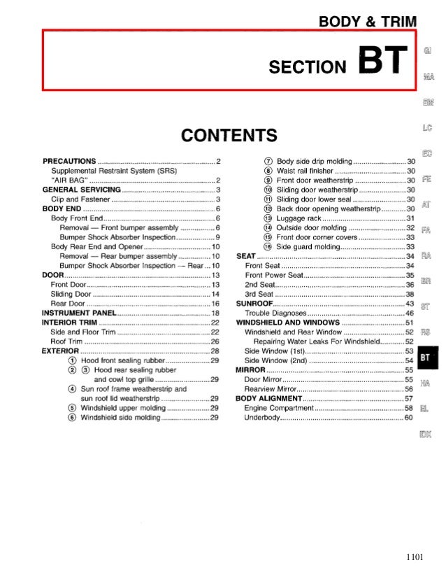 NISSAN QUEST 1998 Service Repair Manual