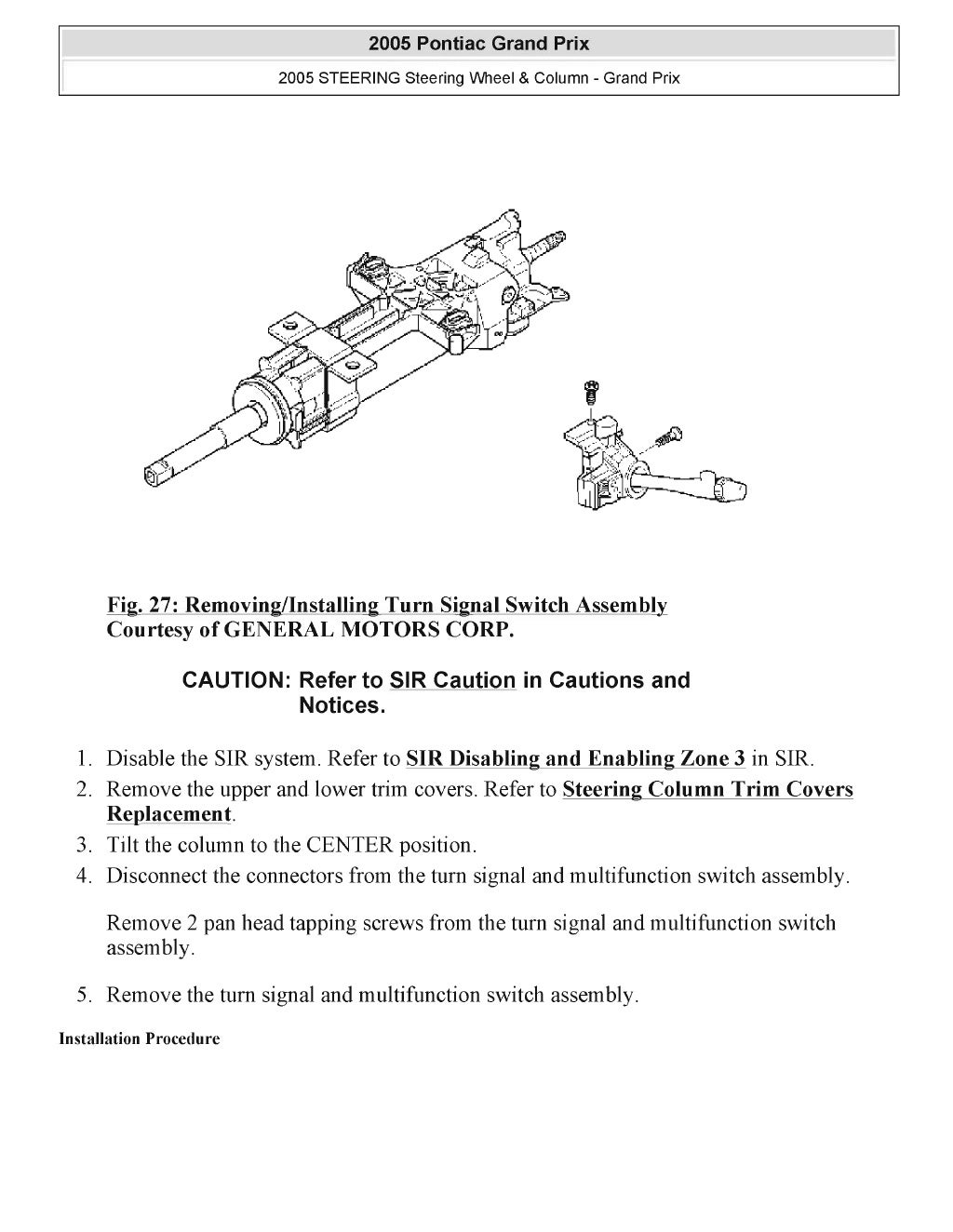 2006 PONTIAC GRAND PRIX Service Repair Manual