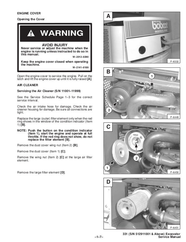 BOBCAT 331 COMPACT EXCAVATOR Service Repair Manual