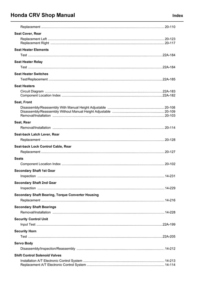 2005 HONDA CRV Service Repair Manual