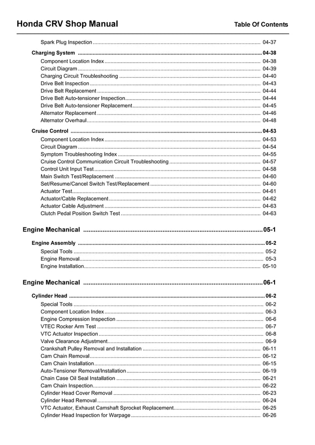 2005 HONDA CRV Service Repair Manual