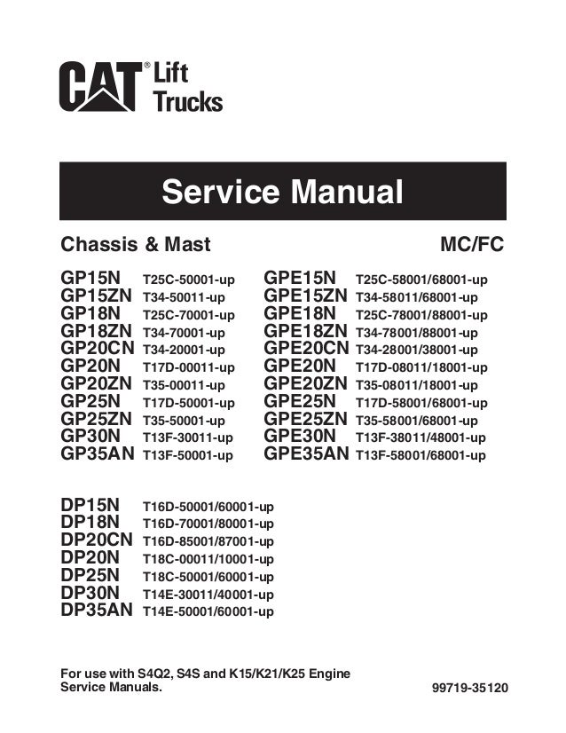 Caterpillar Cat Dp30n Forklift Lift Trucks Service Repair Manual Sn T