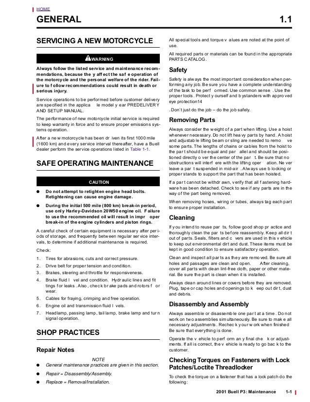 2001 Buell P3 Blast Service Repair Manual