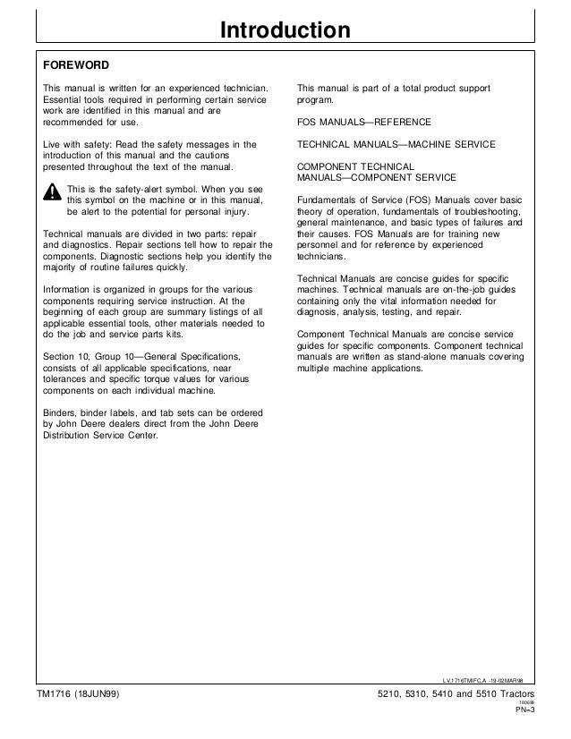 john deere 5210 tractor service repair manual