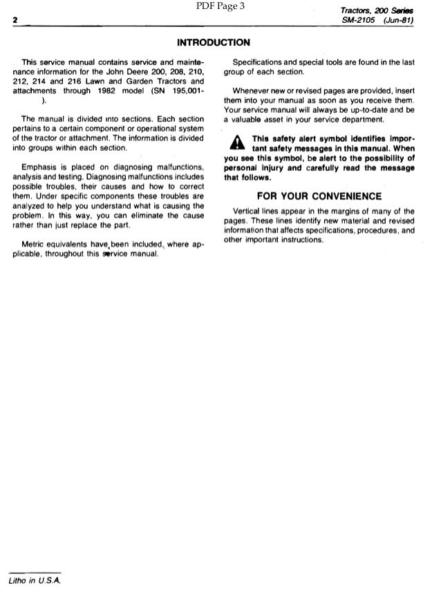 John Deere 214 >> JOHN DEERE 200 LAWN AND GARDEN TRACTOR Service Repair Manual John Deere 214 >> JOHN DEERE 200 LAWN AND GARDEN TRACTOR Service Repair Manual