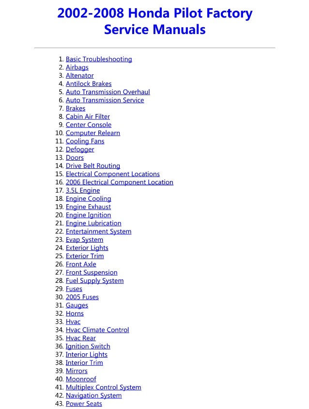 2007 honda pilot owners manual download 2007 honda pilot owners manual download