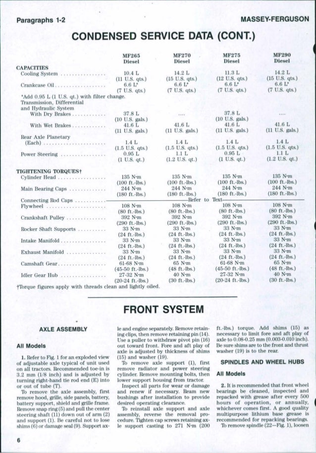 Massey Ferguson MF270 TRACTOR Service Repair Manual