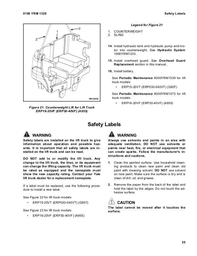 Yale G807 Erp040vt Lift Truck Service Repair Manual