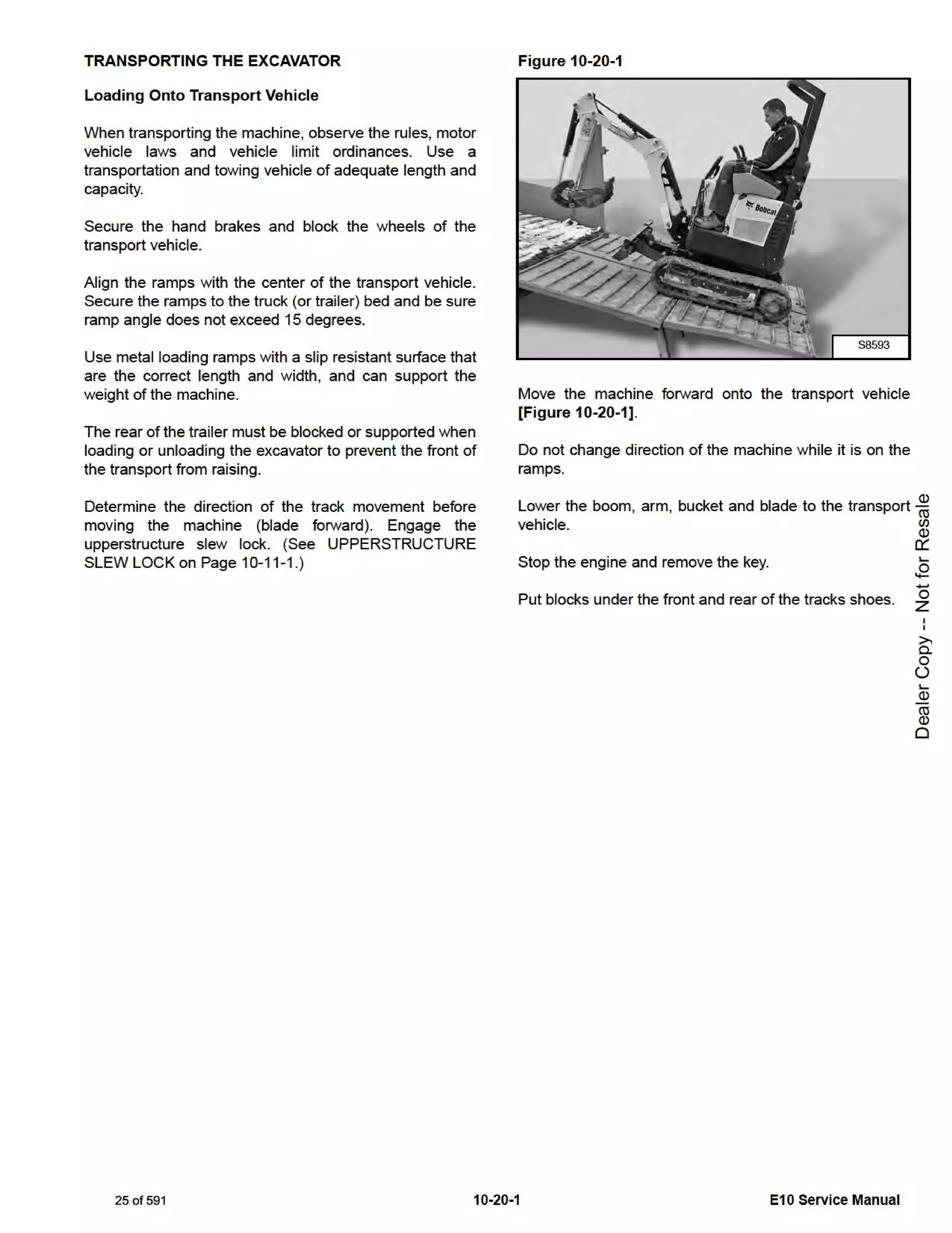 Manuel De Service Bobcat E10 Pelle Manuelle - PDF Sur Clé USB, Pour Opérateurs Et Réparation