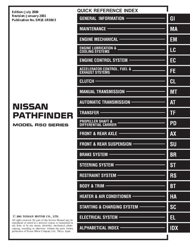 nissan pathfinder repair manual free download