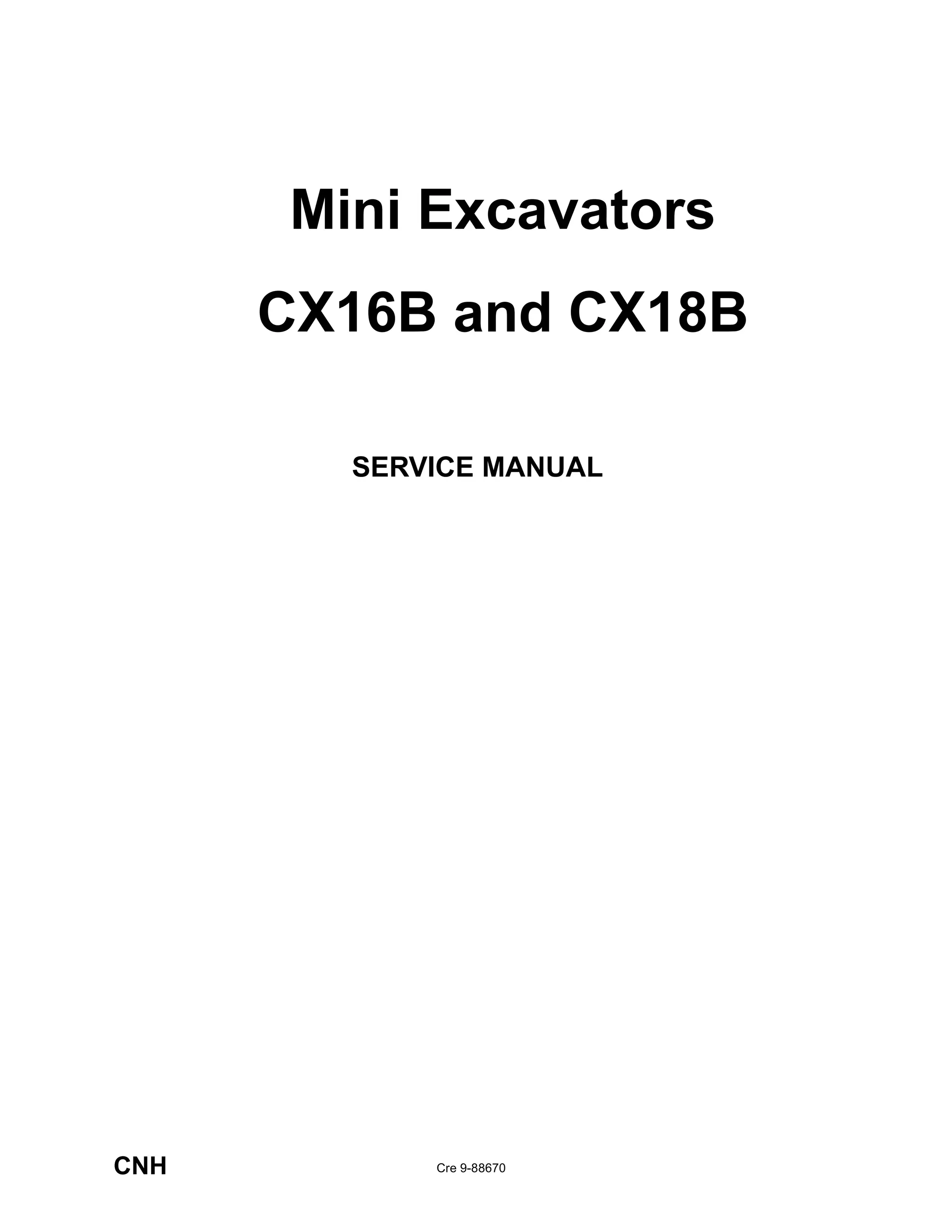 CASE CX16B MINI EXCAVATOR Service Repair Manual | PDF