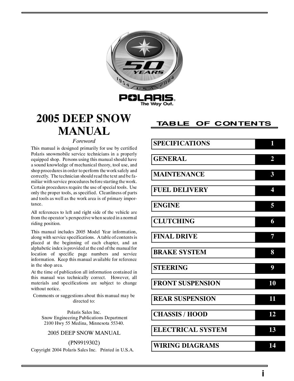 2005 Polaris 800 RMK 151 SNOWMOBILE Service Repair Manual