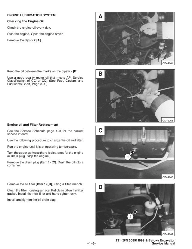 bobcat x231 excavator service repair manual s n 508911999 excavator classification chart