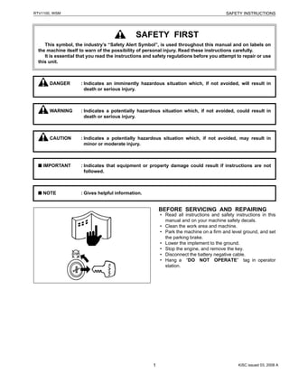 KUBOTA RTV1100 UTILITY VEHICLE UTV Service Repair Manual PDF
