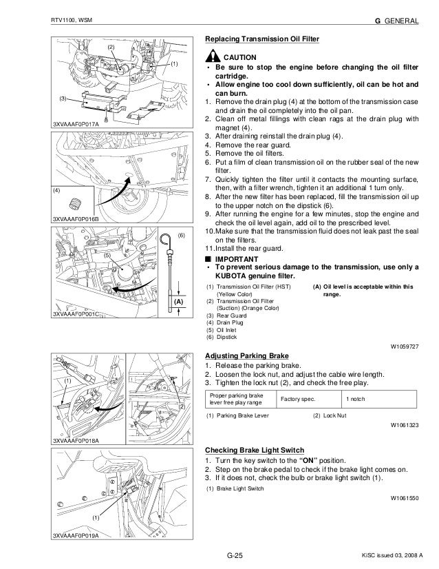 Kubota Rtv1100 Service Manual