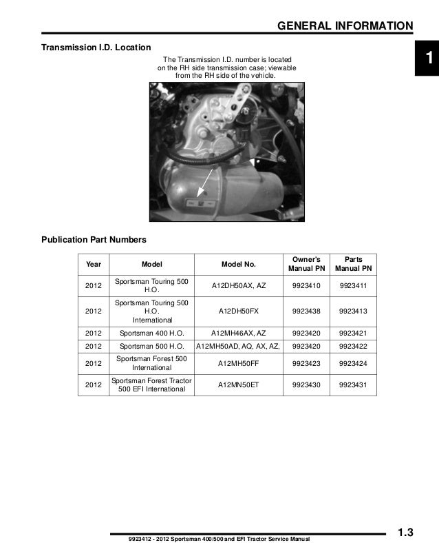 2012 Polaris Sportsman Touring 500 HO Service Repair Manual