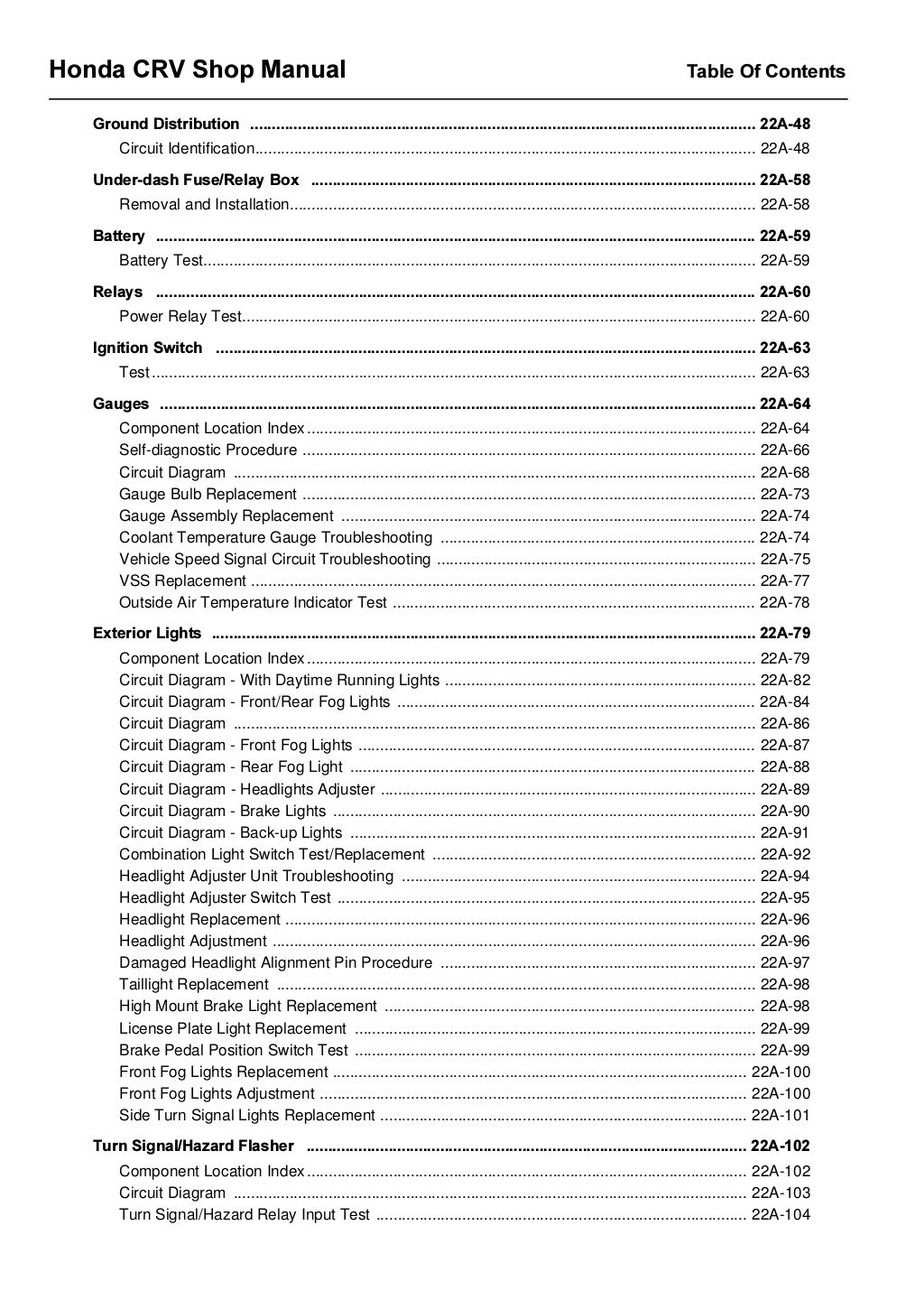 2002 HONDA CRV Service Repair Manual