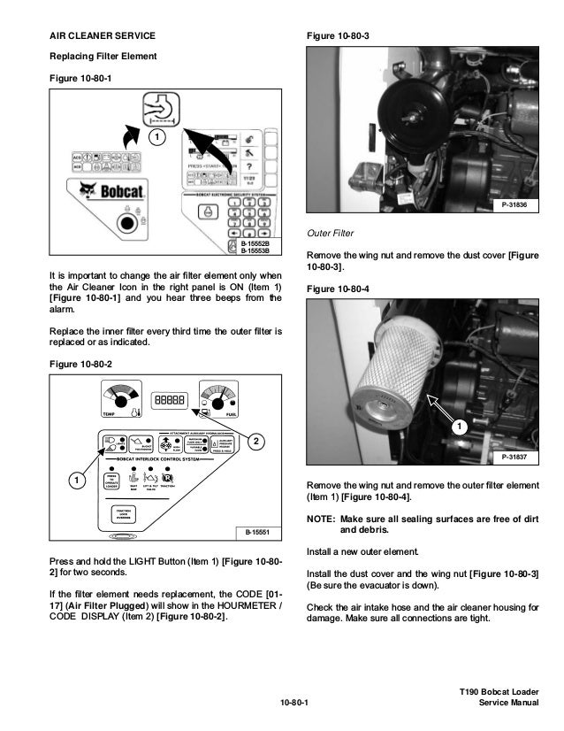 BOBCAT T190 COMPACT TRACK LOADER Service Repair Manual S/N 527811001