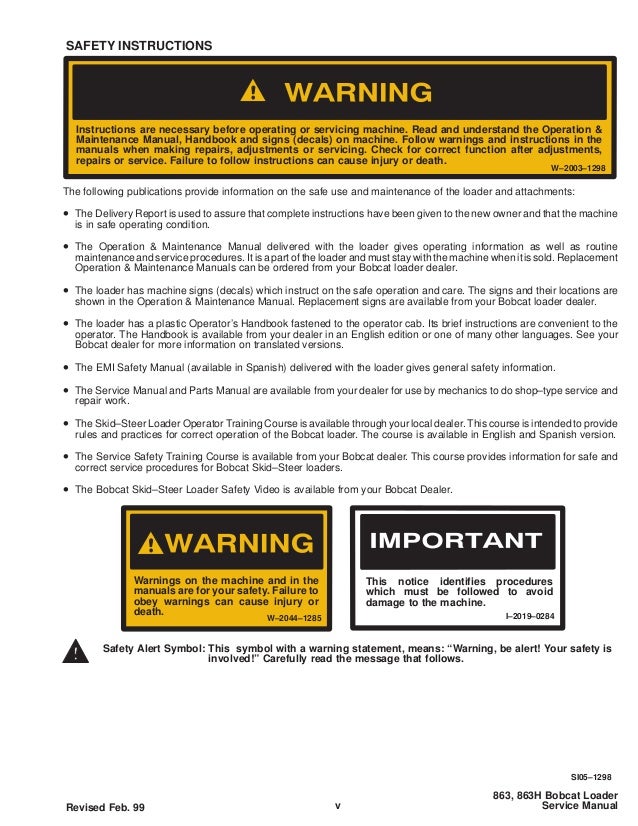 BOBCAT 863 SKID STEER LOADER Service Repair Manual S/N 514525001 & Ab…