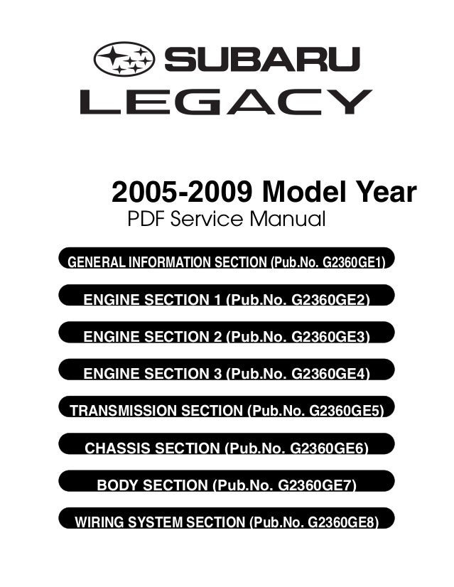 2005 Subaru Outback 3 Service Repair Manual