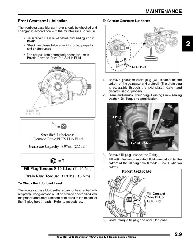 2012 Polaris Sportsman 500 HO Service Repair Manual