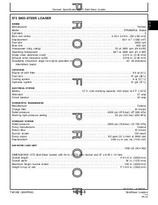 JOHN DEERE 575 SKID STEER LOADER Service Repair Manual