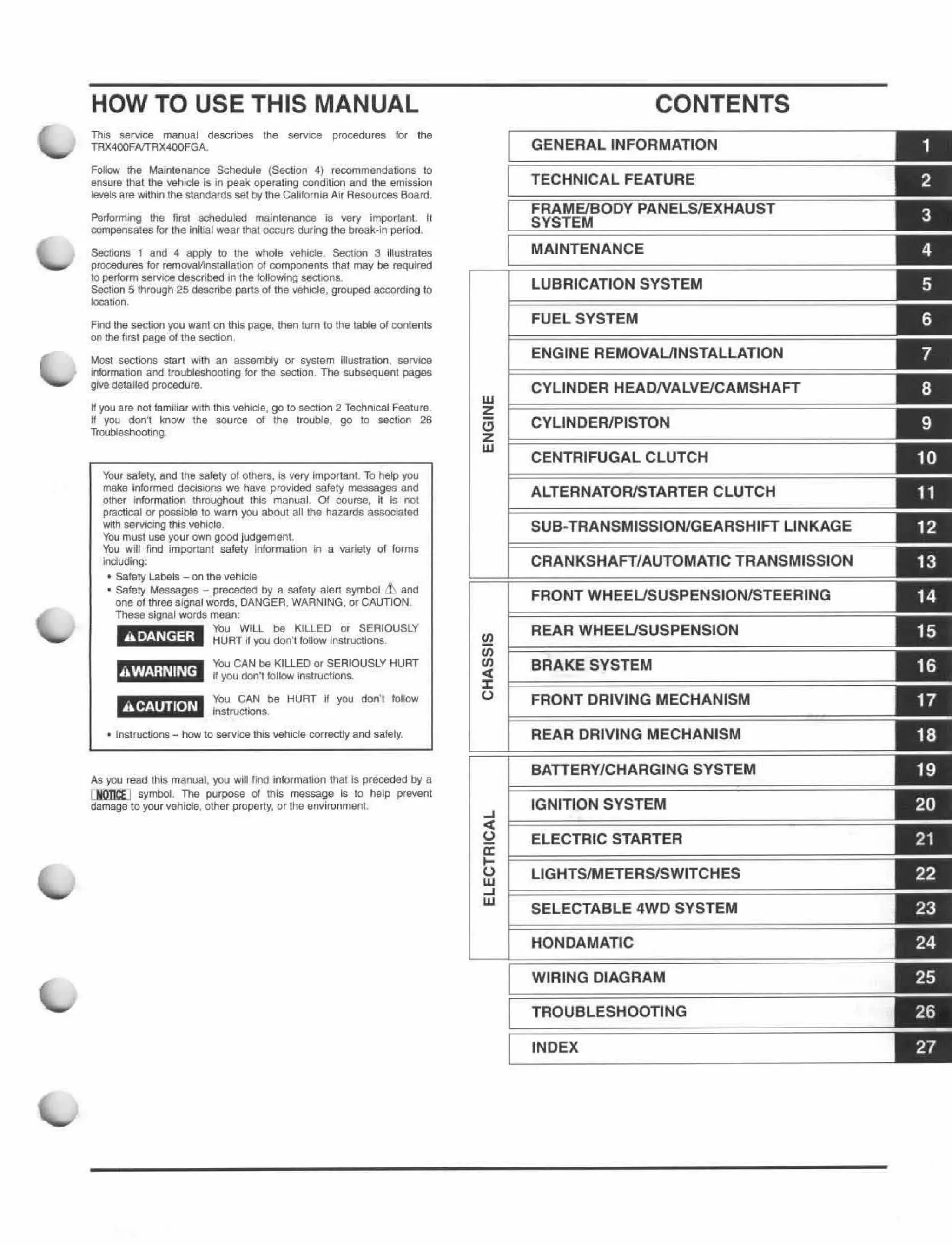 2004 Honda TRX400FA FourTrax Rancher AT Service Repair Manual | PDF