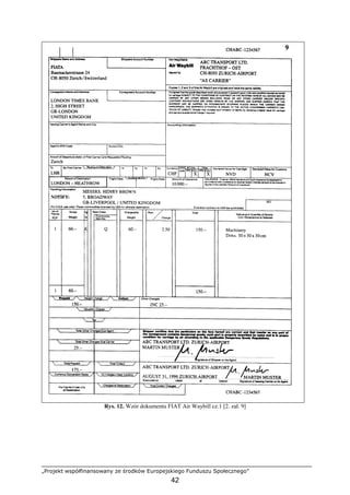 „Projekt współfinansowany ze środków Europejskiego Funduszu Społecznego”
42
Rys. 12. Wzór dokumentu FIAT Air Waybill cz.1 [2. zał. 9]
 