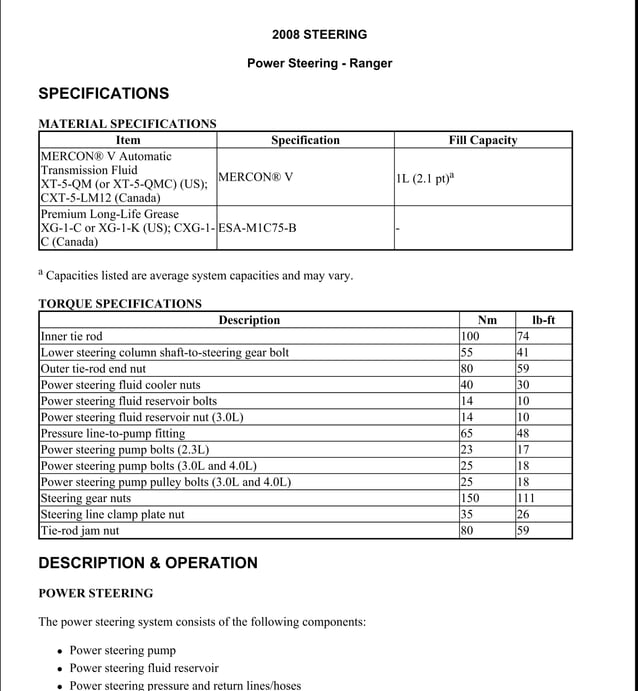 2000 FORD RANGER Service Repair Manual PDF