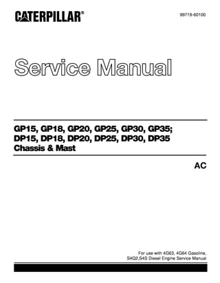 Caterpillar Cat GP30 FC Forklift Lift Trucks Service Repair Manual SN ...