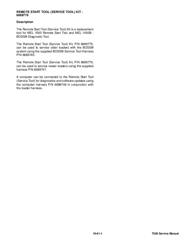 Bobcat T300 Compact Track Loader Service Repair Manual S N