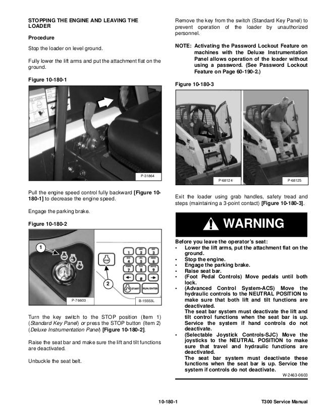 BOBCAT T300 COMPACT TRACK LOADER Service Repair Manual S/N A5GU20001