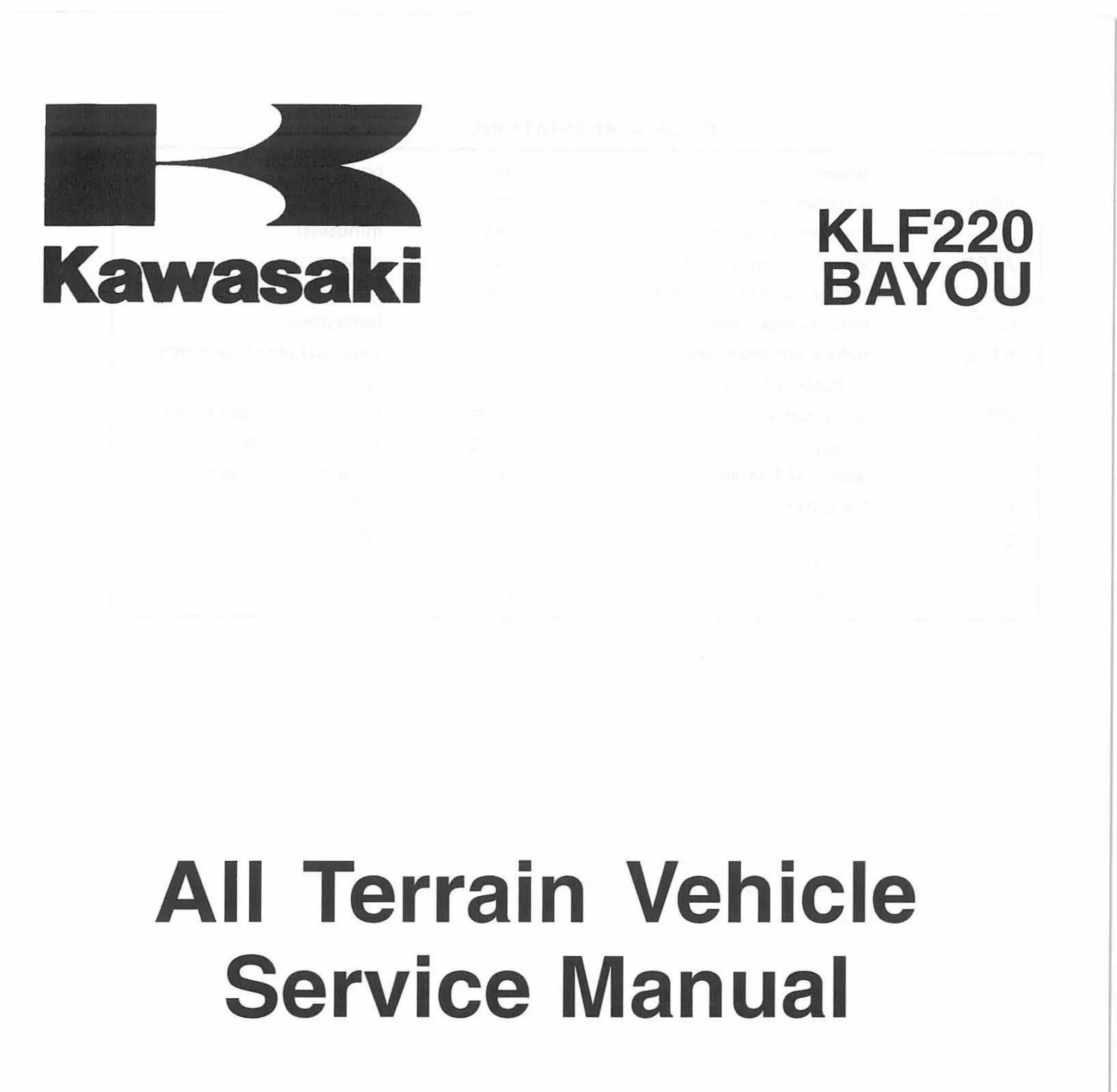1993 Kawasaki KLF220-A6 Bayou Service Repair Manual | PDF