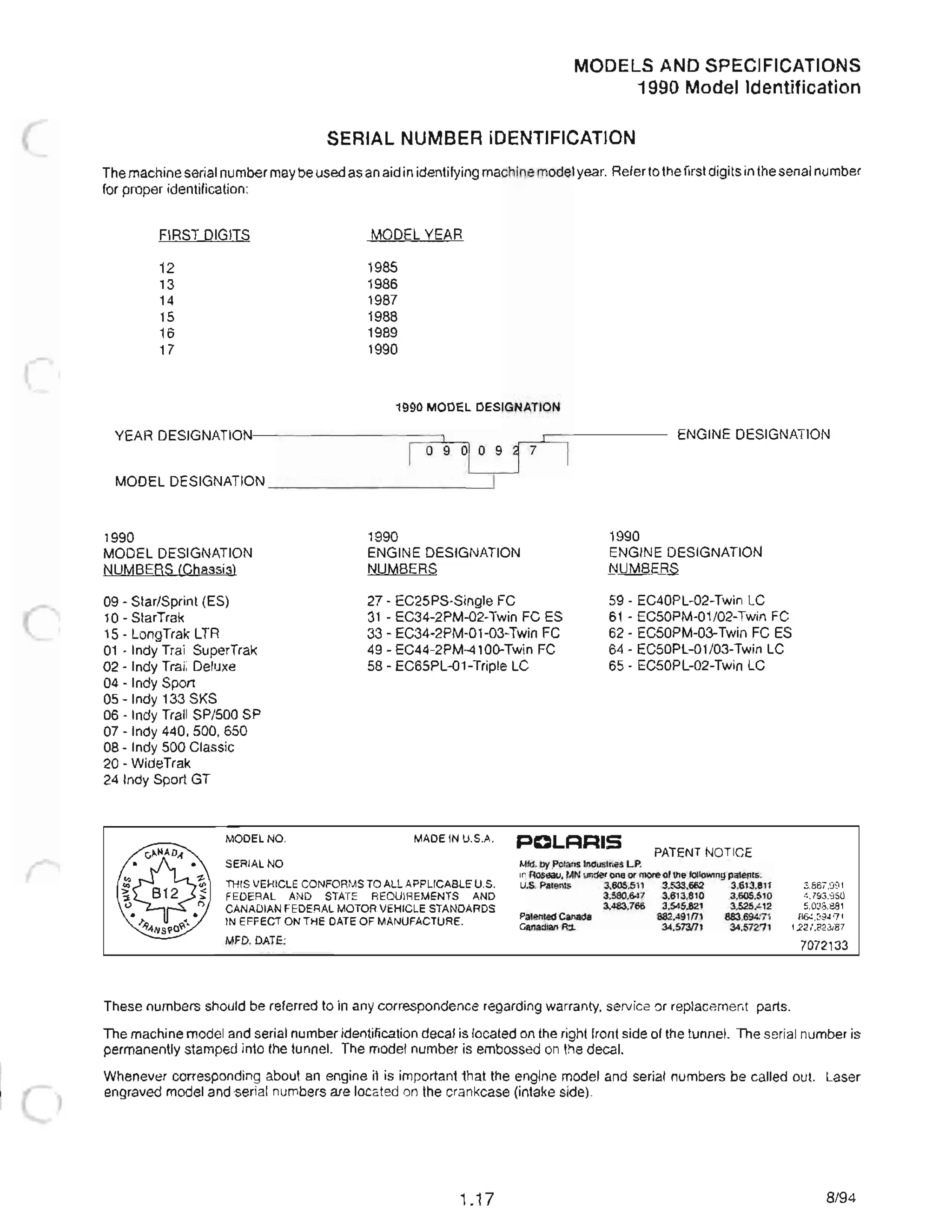 1989 POLARIS Indy 500 Classic SNOWMOBILE Service Repair Manual | PDF