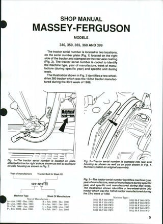 Massey Ferguson Mf360 Tractor Service Repair Manual