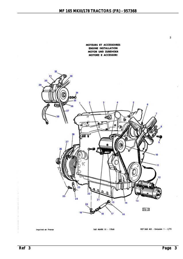 Massey Ferguson Mf 165 Mkiii Tractors Fr Service Parts Catalogue Ma