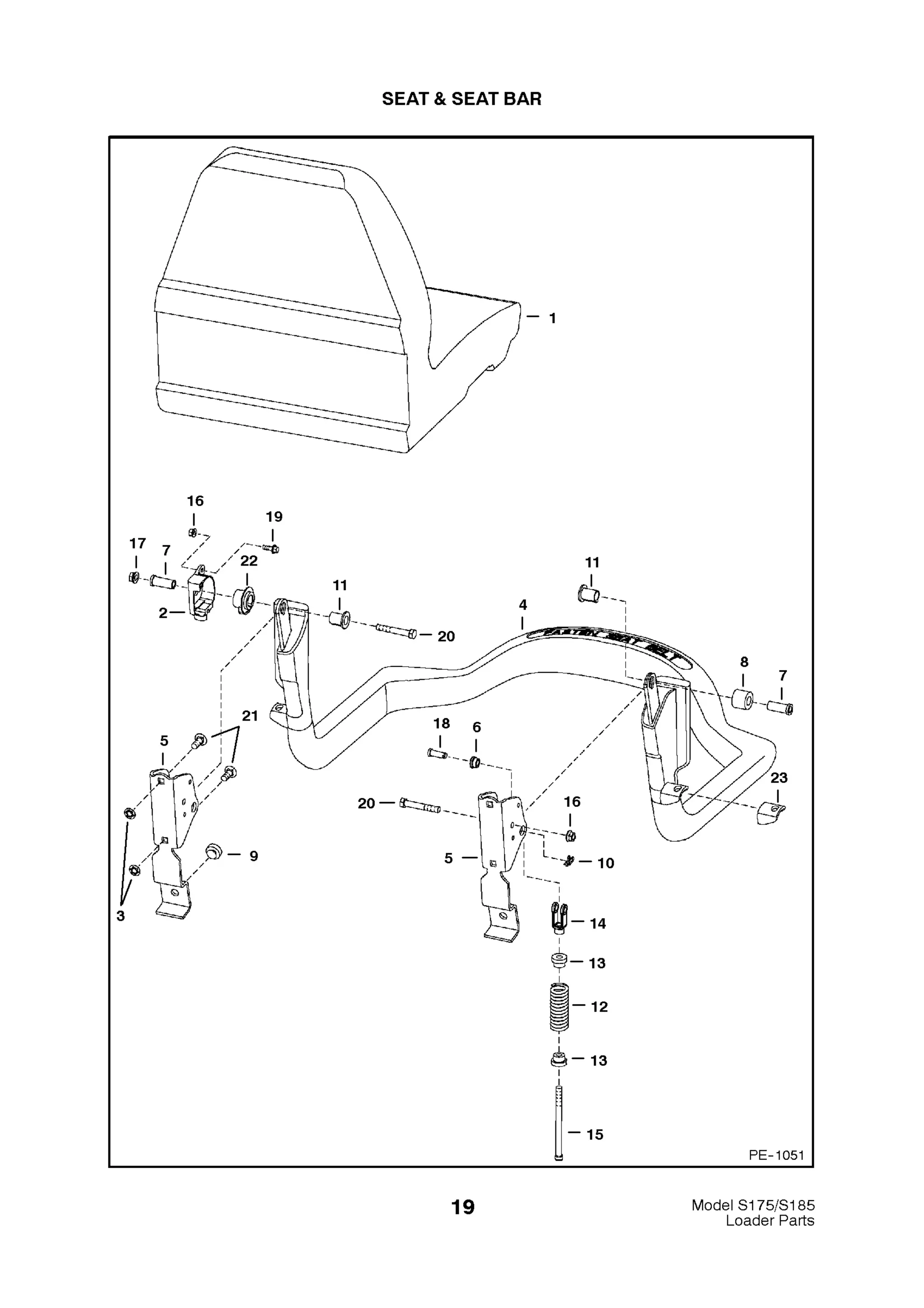 Bobcat S175 S185 Skid Steer Loader Parts Catalogue Manual S/N 5190