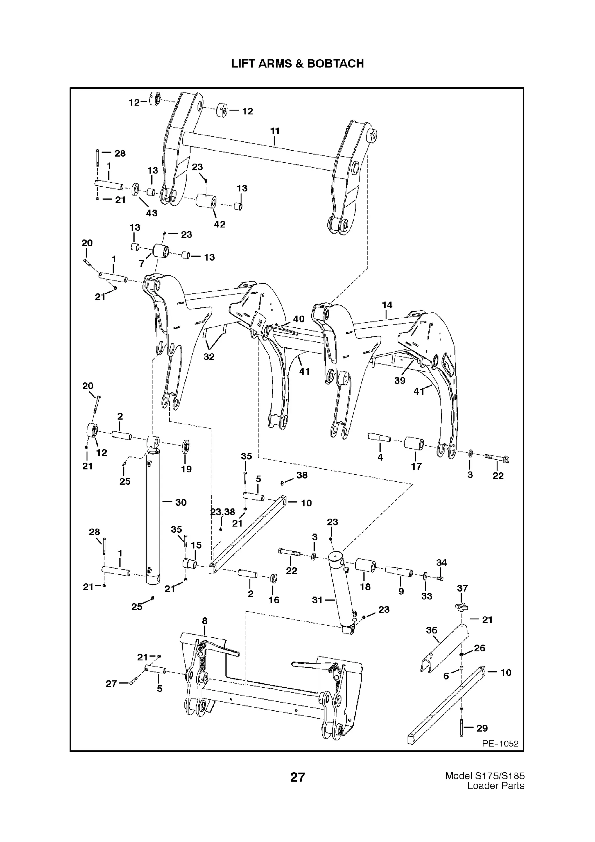 Bobcat S175 S185 Skid Steer Loader Parts Catalogue Manual S/N 5190