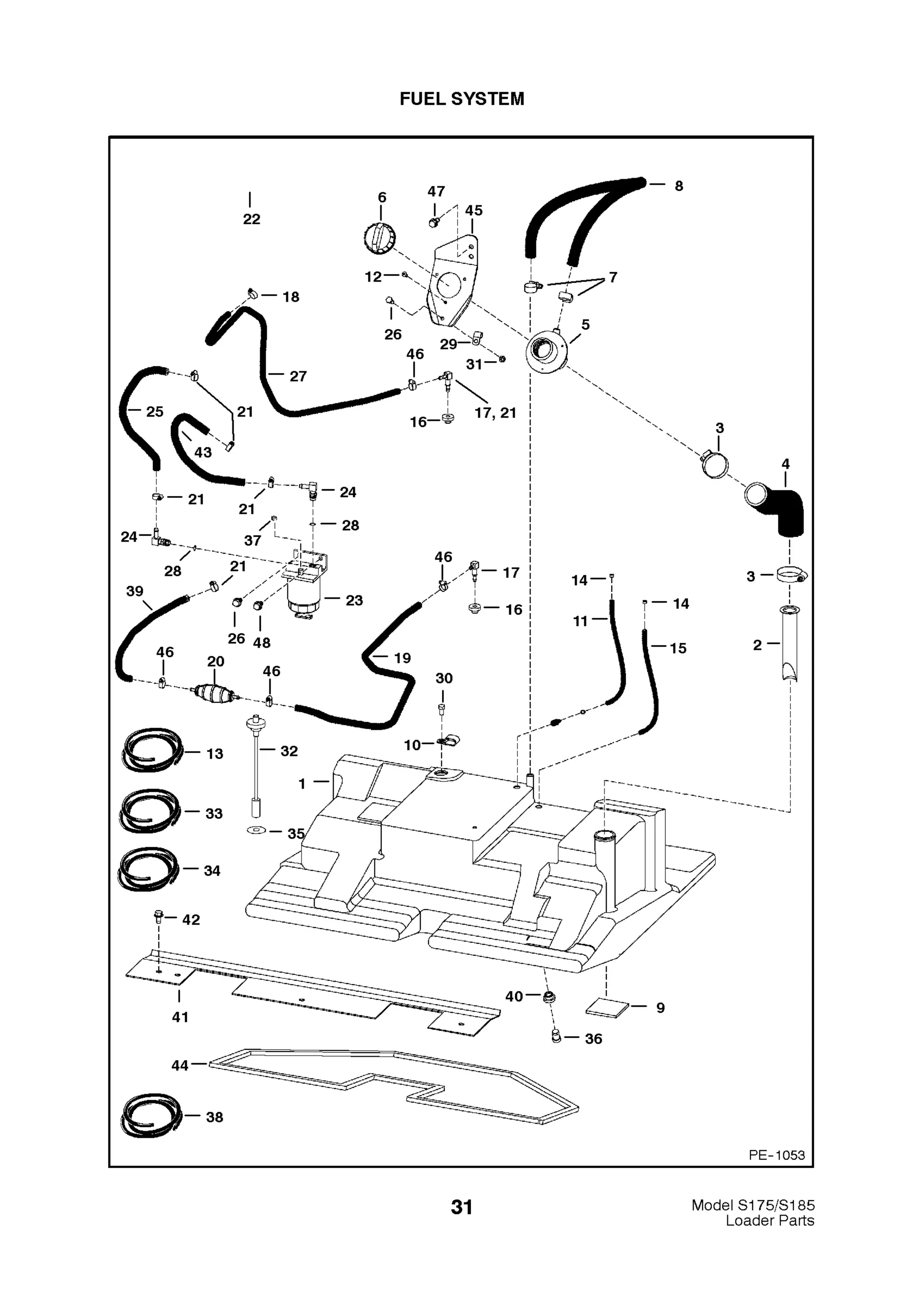 Bobcat S175 S185 Skid Steer Loader Parts Catalogue Manual S/N 5190