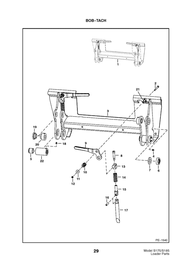 Bobcat S175 S185 Skid Steer Loader Parts Catalogue Manual S/N 5190