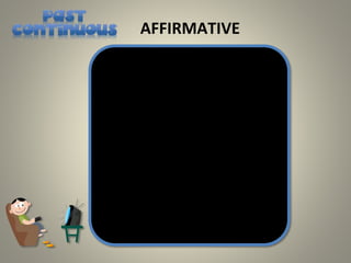 You were
He was
She was
It was
We were
You were
They were
I was
watch
watch ing
watch ing
ed
watched ing
watch ing
watch ing
watch ing
watch ing
ed
AFFIRMATIVE
ed
ed
ed
ed
ed
ing
 