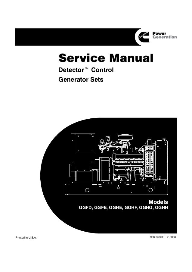 CUMMINS ONAN GGFD DETECTOR CONTROL GENERATOR SETS Service Repair Manual