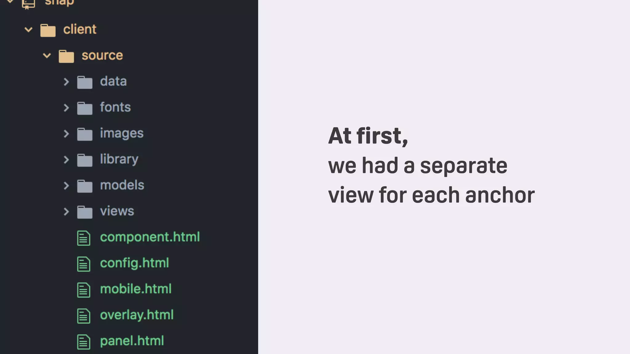 At first,
we had a separate
view for each anchor
 