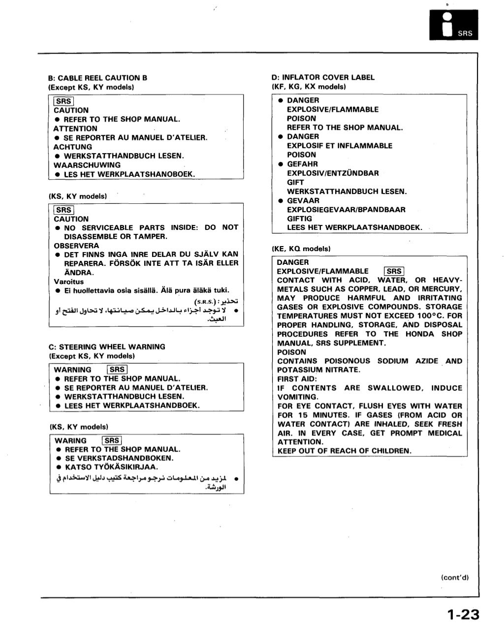 1989 ACURA LEGEND Service Repair Manual
