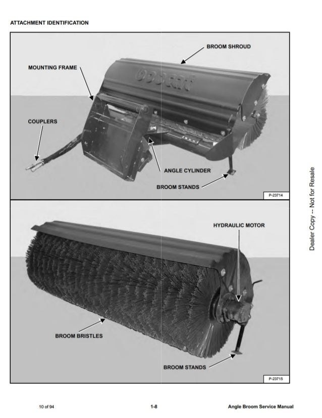 Bobcat 84V Angle Broom Service Repair Manual S/N 662700101 And Above