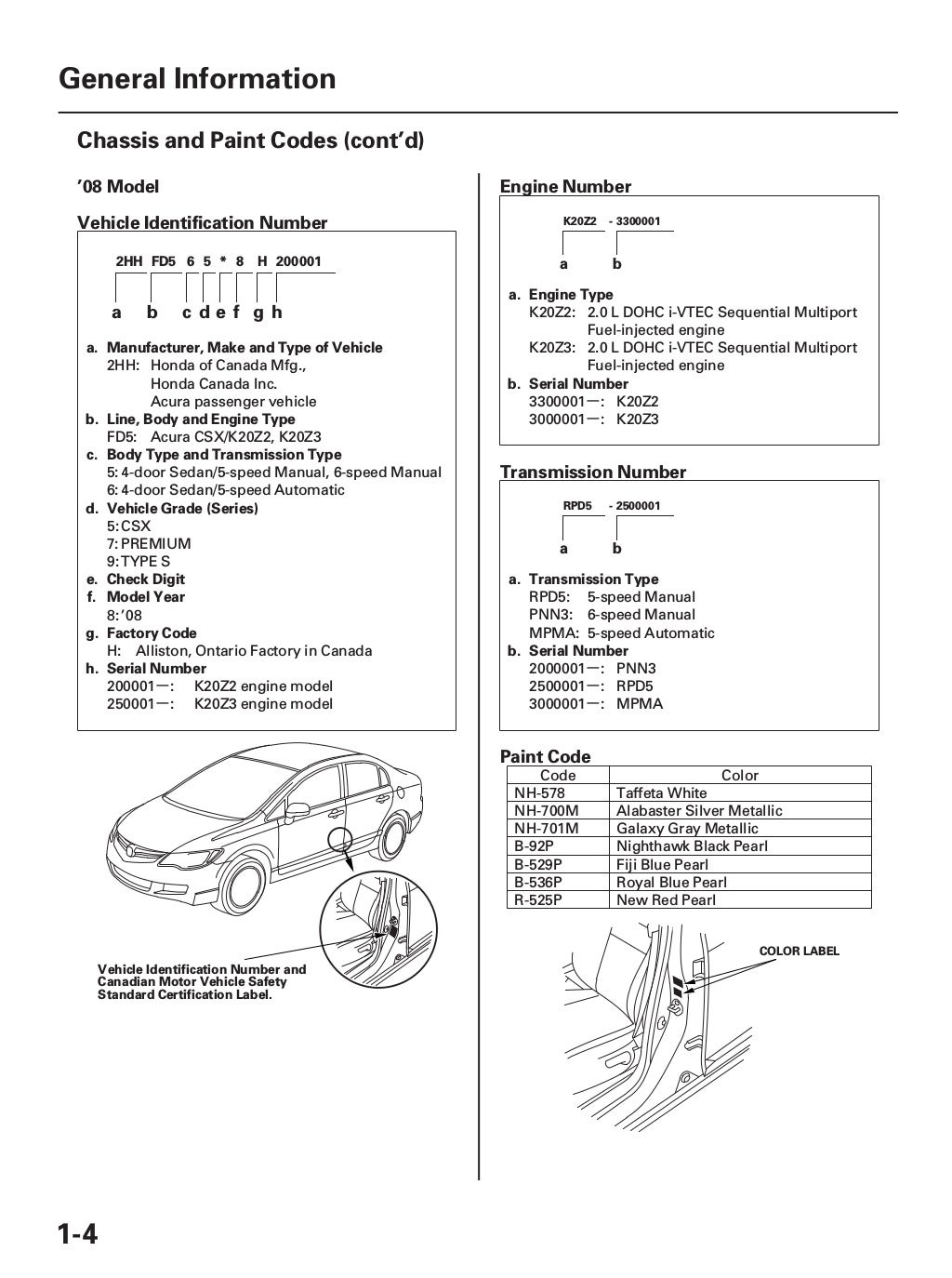 2009 ACURA CSX Service Repair Manual