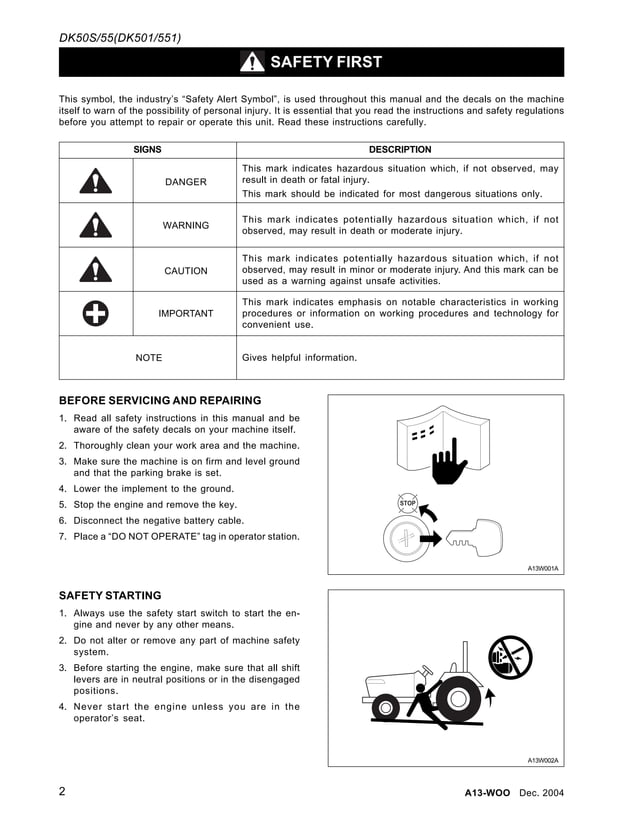 Kioti Daedong DK55 Tractor Service Repair Manual