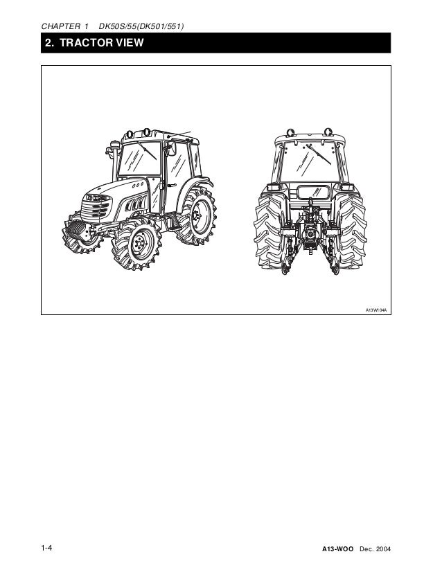 Kioti Daedong DK55 Tractor Service Repair Manual