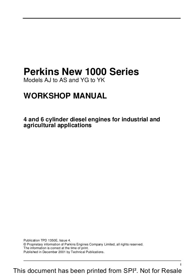 PERKINS NEW 1000 SERIES MODELS AJ DIESEL ENGINE Service