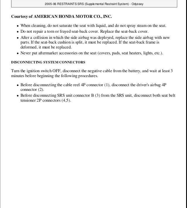 2005 HONDA ODYSSEY Service Repair Manual